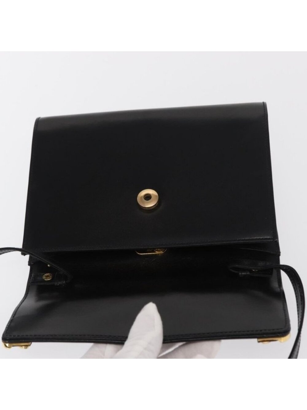 Authentic GUCCI Shoulder Bag Leather Black Gold 004 056 0209 - Picture 7 of 16